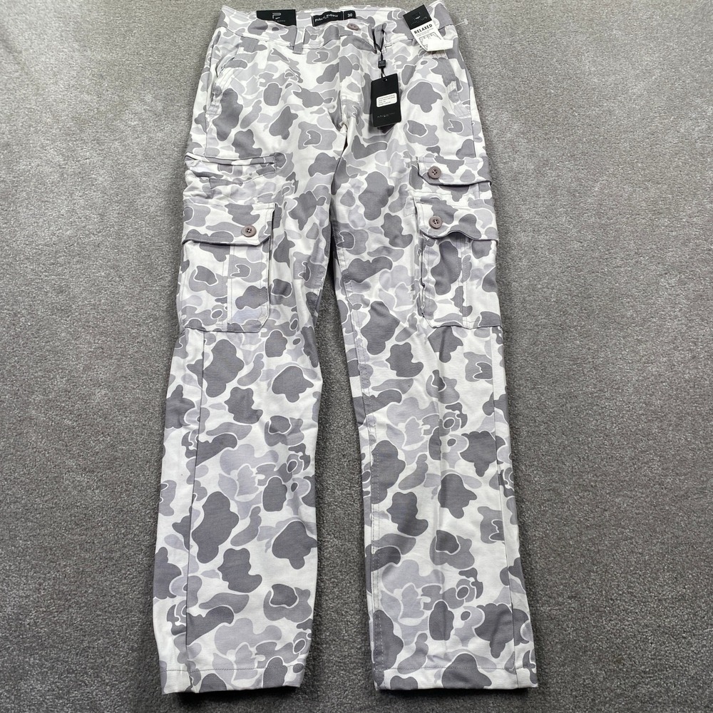Public Supply NYC Cargo Pants Mens 30 Snow Camo Relaxed Fit Straight Leg